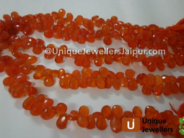 Carnelian Faceted Pear Beads